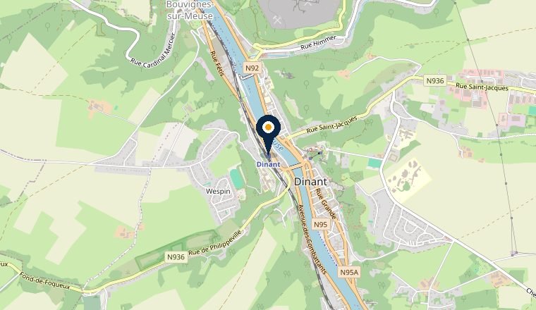 Carte de Dinant, zone d’intervention serrurier