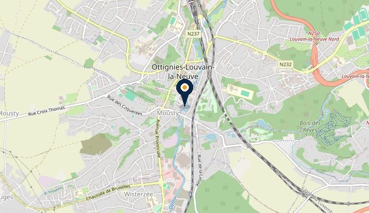 Carte de Ottignies-Louvain-la-Neuve, zone d’intervention serrurier